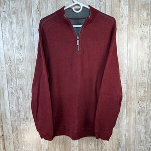 Tommy Bahama Reversible‎ Pullover Sweater Quarter Zip Cranberry Stitch S
